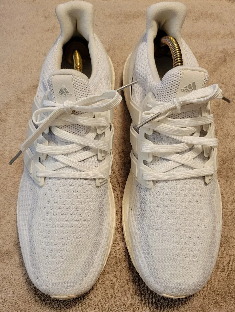Adidas Ultra Boost White Men’s Running Sneakers Breathable Knit Athletic Shoes